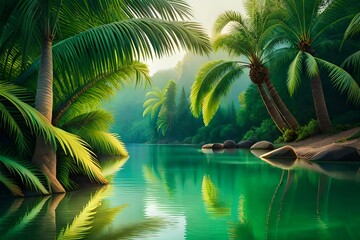 Fototapeta na wymiar tropical paradise island Background AI Generated