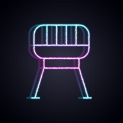 Glowing neon line Barbecue grill icon isolated on black background. BBQ grill party. Vector