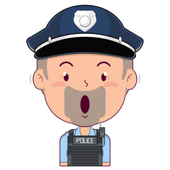 policeman surprised face cartoon cute