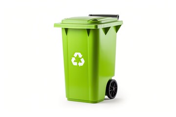 Light green recycling bin with white background garbage - obrazy, fototapety, plakaty