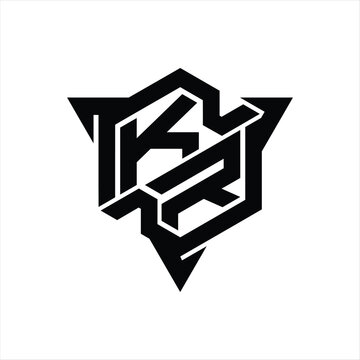 recommend clip art: KR Logo monogram hexagon shape with triangle outline gaming style design