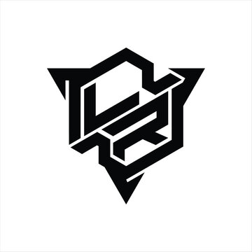 recommend clip art: LR Logo monogram hexagon shape with triangle outline gaming style design