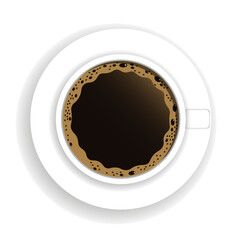Top view of coffee cup with place for your text. Fresh espresso icon.  Vector illustration isolated on white background