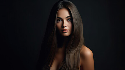 A Beautiful woman smooth long hair. Generative Ai
