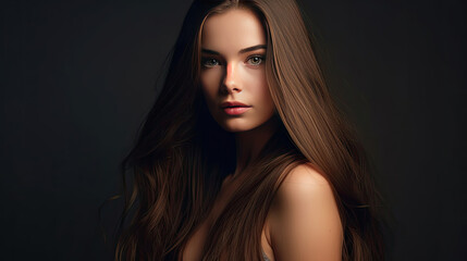 A Beautiful woman smooth long hair. Generative Ai