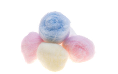 colored cotton balls isolated