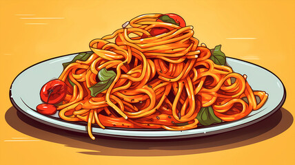 hand drawn cartoon delicious pasta illustration
