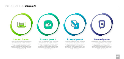 Set Boxing ring, glove, training paws and . Business infographic template. Vector