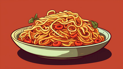 hand drawn cartoon delicious pasta illustration
