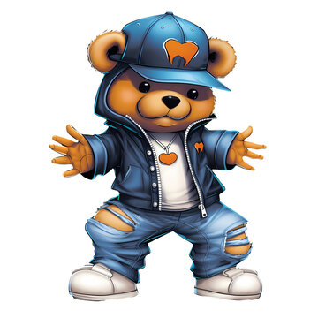 Cute Teddy Bear Rapper Clipart Illustration