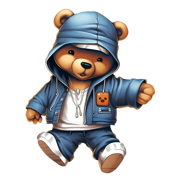 Cute Teddy Bear Rapper Clipart Illustration