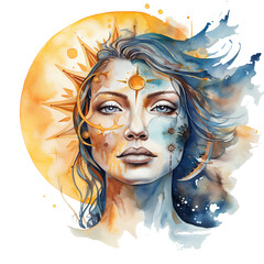 Beautiful Soft Watercolor of Sun Goddess