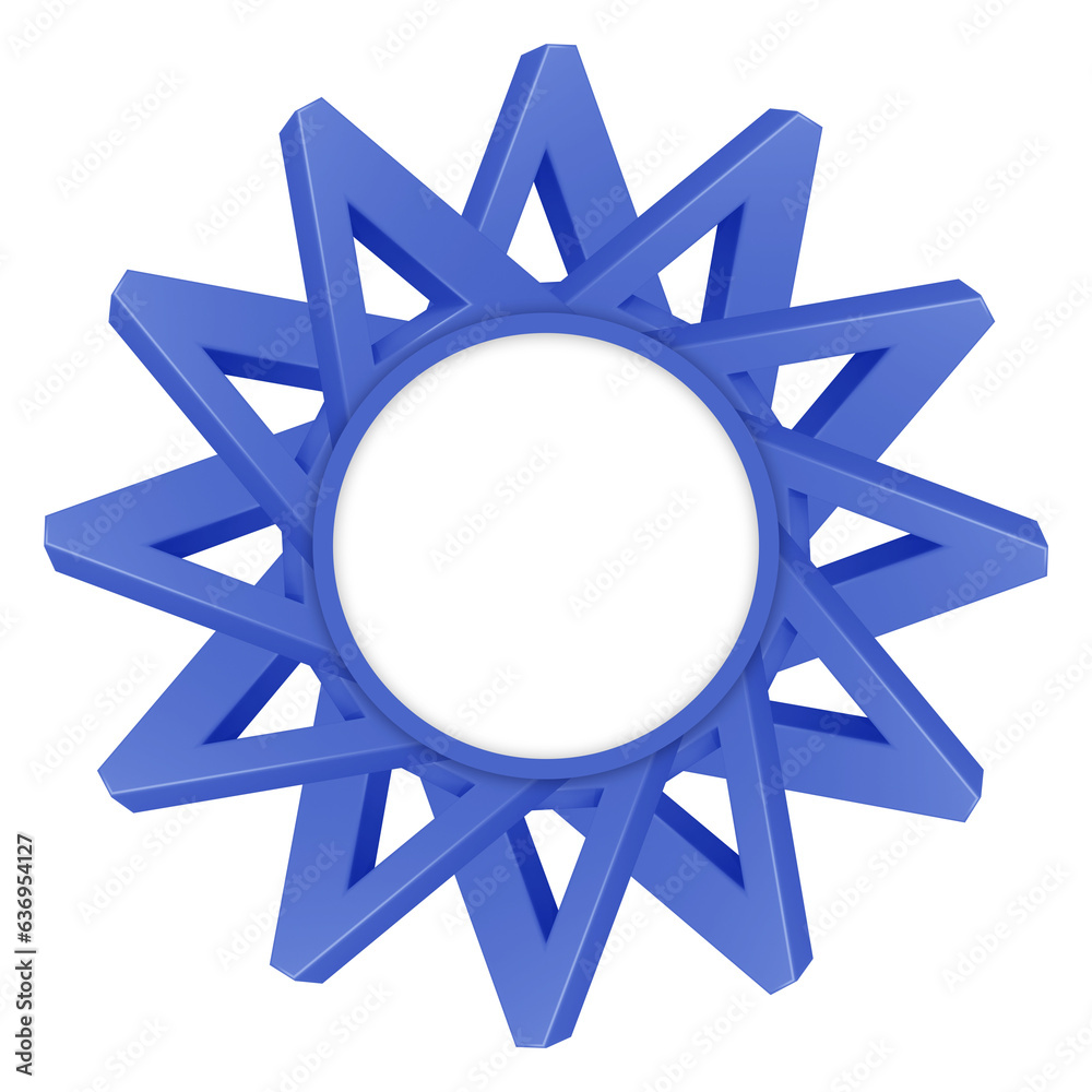 Poster blue frame design in 3d rendering isolated on transparent background. geometric shape for template a