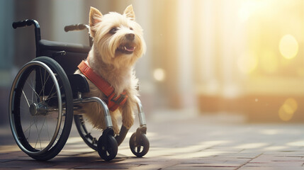 Determined Canine:  a dog in a wheelchair