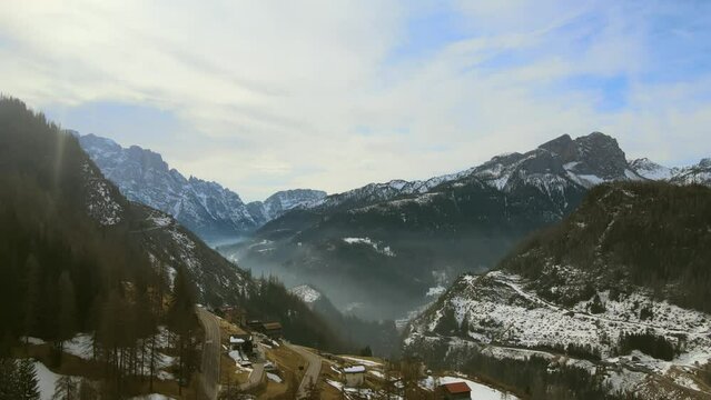 Snowy Mountains and Fog in the winter