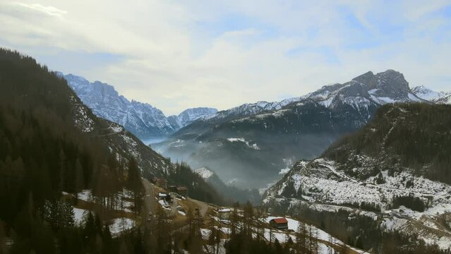 Snowy Mountains and Fog in the winter