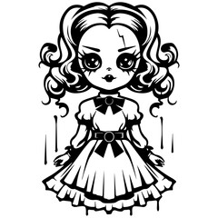 creepy doll vector illustration