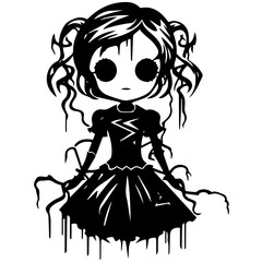 Fototapeta premium creepy doll vector illustration