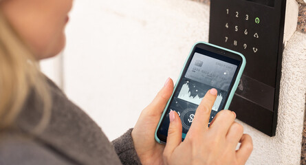 phone with mobile wallet for online shopping.