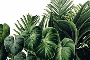 Palm leaves on the simple white background promo banner Created With Generative AI