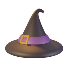 Witch hat Halloween icon set 3d render