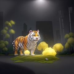 tiger in the night