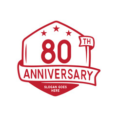 80 years anniversary celebration hexagon design template. 80th anniversary logo. Vector and illustration.
