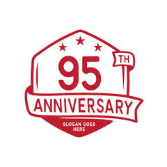 95 years anniversary celebration hexagon design template. 95th anniversary logo. Vector and illustration.
