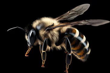 Zelfklevend Fotobehang Honey and bee insect macro shot. A bee collecting pollen generative Ai. © SavirinaArt