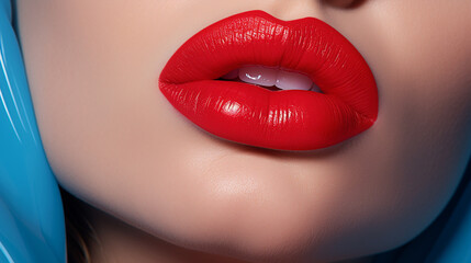 close up lips of woman