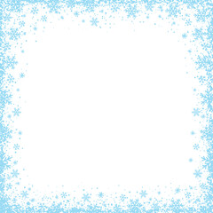 Christmas transparent background with  square frame of blue snowflakes.Vector illustration. PNG