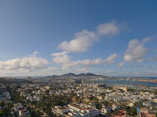 Panoramic view of Las Palmas de Gran Canaria during cloudy day in Gran Canaria, Spain