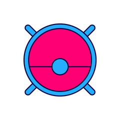 Fototapeta premium Filled outline Robot vacuum cleaner icon isolated on white background. Home smart appliance for automatic vacuuming, digital device for house cleaning. Vector