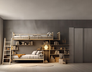A simple and inviting loft bedroom model. AI Generative.