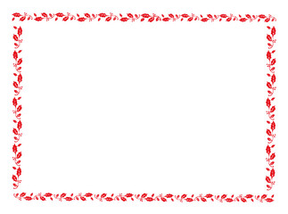 vector red frame with leaves, vector floral leaves for text and picture
