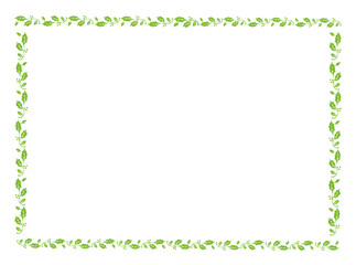vector green frame with leaves, vector floral leaves for text and picture, green leaves border