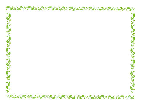 vector green frame with leaves, vector floral leaves for text and picture, green leaves border