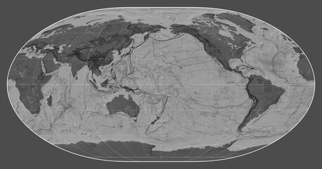 World map. Bilevel. Loximuthal projection. Meridian: 180