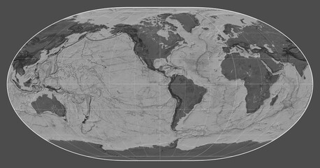 World map. Bilevel. Loximuthal projection. Meridian: -90 west