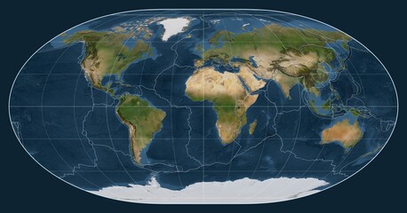 Tectonic plates. Satellite. Loximuthal projection 0