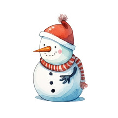 Watercolor illustration of Christmas snowmen