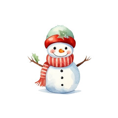 Watercolor illustration of Christmas snowmen