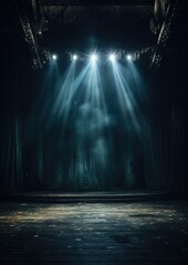 Concept of Deserted Dreams. An empty stage with a spotlight, symbolizing unfulfilled ambitions and abandoned goals.