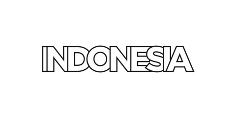 Indonesia emblem. The design features a geometric style, vector illustration with bold typography in a modern font. The graphic slogan lettering.