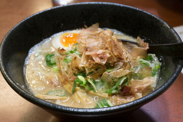 Japanese Tonkotsu Ramen with Dried fish as topping