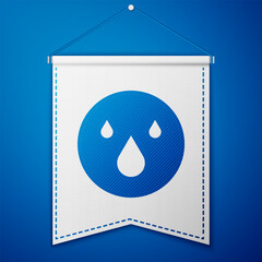 Blue Water drop icon isolated on blue background. White pennant template. Vector