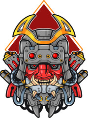 cybernetic demon Oni, illustration design - 636966158