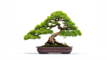 Small bonsai tree isolated on white background.Created using Generative AI technology.