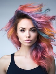 Naklejka premium Beautiful portrait woman, facing camera