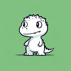 cute dinosaur cartoon smile funny green background Generative AI
